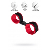 Красно-черные велюровые наручники Anonymo - ToyFa - купить с доставкой в Тольятти