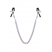 Зажимы для сосков с фиолетовой цепочкой Sweet Caress Nipple Chain - Sweet Caress - купить с доставкой в Тольятти