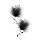 Зажимы на соски с черными пуховыми кисточками Sweet Caress Feather Nipple Clumps - Sweet Caress - купить с доставкой в Тольятти