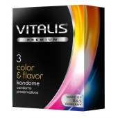 Цветные ароматизированные презервативы VITALIS PREMIUM color   flavor - 3 шт. - Vitalis - купить с доставкой в Тольятти