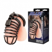 Черная металлическая клетка с замком Deluxe Chastity Cage - BlueLine - купить с доставкой в Тольятти