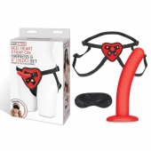 Красный поясной фаллоимитатор Red Heart Strap on Harness   5in Dildo Set - 12,25 см. - Lux Fetish - купить с доставкой в Тольятти
