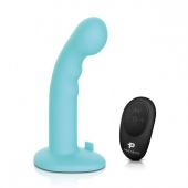 Голубая изогнутая насадка 6in Remote Control Ripple P-Spot G-Spot на черных трусиках - 16 см. - Pegasus - купить с доставкой в Тольятти