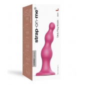 Розовая насадка Strap-On-Me Dildo Plug Beads size L - Strap-on-me - купить с доставкой в Тольятти