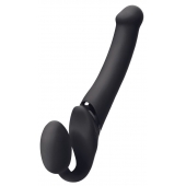 Черный безремневой вибрострапон Silicone Bendable Strap-On - size XL - Strap-on-me - купить с доставкой в Тольятти