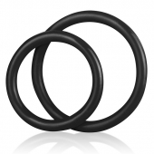 Набор из двух черных силиконовых колец разного диаметра SILICONE COCK RING SET - BlueLine - в Тольятти купить с доставкой