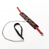 Черный ошейник с красным ремешком и поводком - Crazy Handmade - купить с доставкой в Тольятти