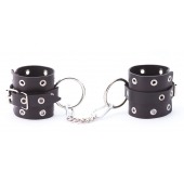 Черные кожаные наручники с люверсами - Crazy Handmade - купить с доставкой в Тольятти