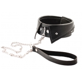 Черный ошейник-воротничок с металлическим поводком - Crazy Handmade - купить с доставкой в Тольятти