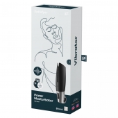 Черный мастурбатор с вибрацией Power Masturbator - Satisfyer - в Тольятти купить с доставкой