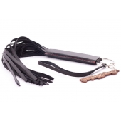 Черная кожаная плеть с удобной ручкой - 50 см. - Crazy Handmade - купить с доставкой в Тольятти