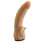 Телесная гелевая насадка-фаллос с клиторальными лепестками - 18,5 см. - LOVETOY (А-Полимер) - купить с доставкой в Тольятти