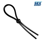 Черное силиконовое лассо с шариком для утяжки - Sex Expert - в Тольятти купить с доставкой