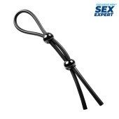Черное силиконовое лассо с двумя шариками для утяжки - Sex Expert - в Тольятти купить с доставкой
