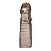 Дымчатая насадка-удлинитель Ribbed Realistic Penis Enhancing Sleeve Extension - 15,2 см. - BlueLine - в Тольятти купить с доставкой