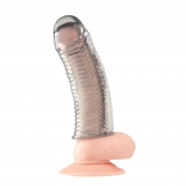 Текстурированная насадка на пенис Clear Textured Penis Enhancing Sleeve Extension - 16,5 см. - BlueLine - в Тольятти купить с доставкой