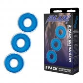 Комплект из трех голубых колец для эрекции 3-Pack Ultra-Stim Stretch Cock Rings - BlueLine - в Тольятти купить с доставкой