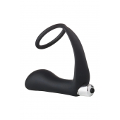 Черное эрекционное кольцо с вибропробкой Vibrating Anal Plug With Cockring - Dream Toys - в Тольятти купить с доставкой