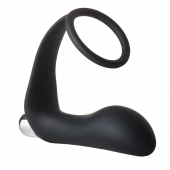 Черное эрекционное кольцо с вибропробкой Vibrating Anal Plug With Cockring - Dream Toys - в Тольятти купить с доставкой