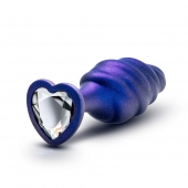 Фиолетовая анальная пробка с кристаллом-сердцем Matrix Bumped Bling Plug - 11,4 см. - Blush Novelties