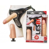 Телесный страпон Harness LESBI с вагинальной пробкой - 16,5 см. - LOVETOY (А-Полимер) - купить с доставкой в Тольятти