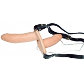 Телесный женский страпон с вагинальной пробкой Strap-On Duo - 15 см. - Orion - купить с доставкой в Тольятти