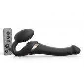 Черный безремневой страпон Multi Orgasm Size S с клиторальной стимуляцией - Strap-on-me - купить с доставкой в Тольятти