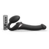 Черный безремневой страпон Multi Orgasm Size M с клиторальной стимуляцией - Strap-on-me - купить с доставкой в Тольятти