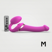 Ярко-розовый безремневой страпон Multi Orgasm Size M с клиторальной стимуляцией - Strap-on-me - купить с доставкой в Тольятти