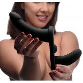 Черный вибрострапон Double Take 10X Double Penetration Vibrating Strap-on Harness - XR Brands - купить с доставкой в Тольятти