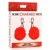 Красные зажимы на соски с помпонами Pom Pom - XR Brands - купить с доставкой в Тольятти