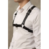 Черная мужская кожаная портупея №4 - БДСМ Арсенал - купить с доставкой в Тольятти