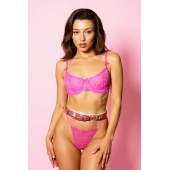 Эффектный розовый пояс из голографической эко-кожи - БДСМ Арсенал - купить с доставкой в Тольятти