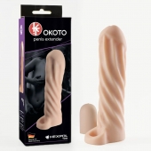 Телесная насадка-удлинитель Okoto со спиралевидным рельефом - 16 см. - Sitabella - в Тольятти купить с доставкой