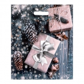 Новогодний пакет с принтом в виде подарков и вырубной ручкой (45х38 см) - Сима-Ленд - купить с доставкой в Тольятти