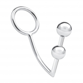Кольцо на пенис с анальным стимулятором Two Bead Stainless Steel Anal Hook   Cock Ring - BlueLine - в Тольятти купить с доставкой