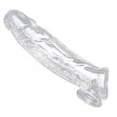 Прозрачная насадка для увеличения члена Realistic Clear Penis Enhancer and Ball Stretcher - 20,3 см. - XR Brands - в Тольятти купить с доставкой