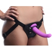 Лиловый поясной страпон Navigator Silicone G-Spot Dildo with Harness - 17,8 см. - XR Brands - купить с доставкой в Тольятти