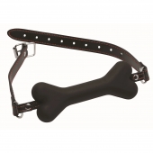 Черный кляп в форме косточки Hound Adjustable Dog Bone Gag - XR Brands - купить с доставкой в Тольятти