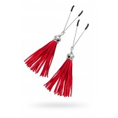 Зажимы на соски «Вилки» с красными кисточками из замши - Pecado - купить с доставкой в Тольятти