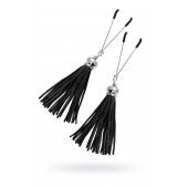 Зажимы на соски «Вилки» с черными кисточками из замши - Pecado - купить с доставкой в Тольятти