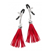 Зажимы на соски «Прищепки» с красными кисточками из замши - Pecado - купить с доставкой в Тольятти