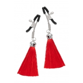 Зажимы на соски «Прищепки» с красными кисточками из шелка - Pecado - купить с доставкой в Тольятти