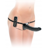 Черный страпон с вагинальной пробкой Deluxe Vibrating Penetrix Strap-On - 19 см. - Pipedream - купить с доставкой в Тольятти