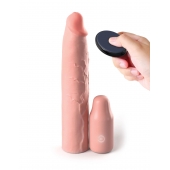 Телесная вибронасадка на член 3  Vibrating Mega X-tension with Remote - 22,9 см. - Pipedream - в Тольятти купить с доставкой