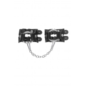 Черные кожаные наручники-браслеты из двух ремешков - Pecado - купить с доставкой в Тольятти