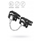 Черные кожаные наручники-браслеты из двух ремешков - Pecado - купить с доставкой в Тольятти