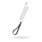 Поводок с ручкой из черной натуральной кожи и карабином для ошейника - Pecado - купить с доставкой в Тольятти