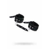 Черные двухслойные кожаные оковы с белой строчкой - Pecado - купить с доставкой в Тольятти