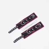 Черно-розовые кожаные наручники с розовой строчкой - Crazy Handmade - купить с доставкой в Тольятти